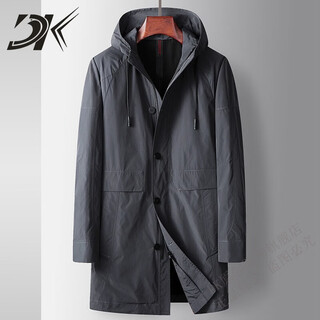 Dk high-end men's windbreaker men's mid-length spring and autumn business casual hooded zipper top handsome loose jacket trendy gray m 170