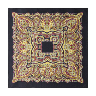 Aawenties men's pocket square retro palace style pattern black gold color business suit matching shows gentleman's taste black_huawen rose picture