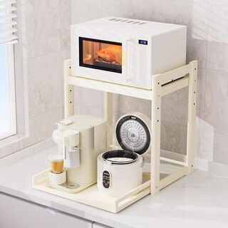 Fantasy german imported quality microwave oven rack pull-out kitchen rice cooker shelf countertop multi-function appliance grill pulley pull-out four-level height adjustable double capacity milk white pull-out version 40cm free hanging hook