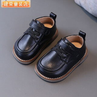 Spring and autumn spring shoes for boys aged 1 to 3 years old small leather shoes toddler shoes soft sole breathable little girls baby shoes non-slip black single shoes 5411 15 inner length 11.5cm suitable for 8-9 months