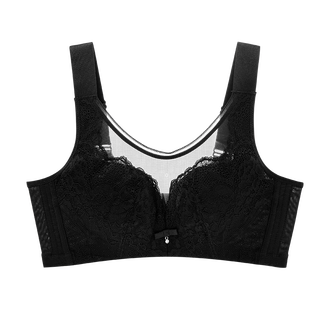 Ancient and modern (gujin) large breasts make the breasts appear smaller, and the side breasts are closed, the adult bra is light and thin, the lace styling bra is sexy and shaping, push-up and ultra-thin, classic black 75b 34/75b