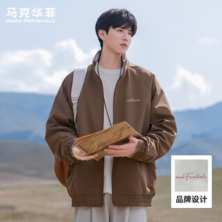 Mark huafei reversible stand collar jacket men's spring and autumn new retro casual polar fleece men's work jacket brown 2xl