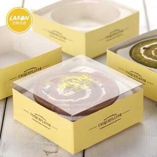 Baking roll box, dotted cheese puffs, 50 sets of transparent plastic cartons, 50 sets of colored boxes