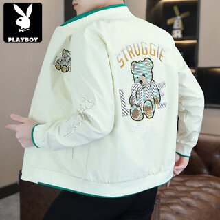 Playboy (playboy) jacket men's 2025 spring and autumn new thin section korean style trendy slim fit versatile men's style handsome baseball uniform beige 3xl