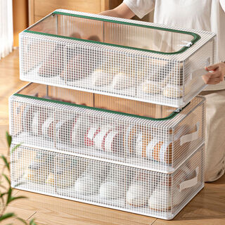 Fantasy shoe storage box moisture-proof transparent folding shoe box shoe cabinet bed storage transparent large size 1 pack thick steel frame moisture-proof and mildew-proof