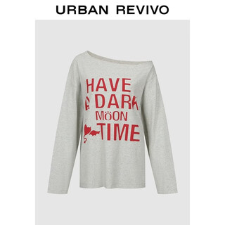 Ur2026 spring new women's trendy slanted shoulder collar contrast color letter print t-shirt uyv460051