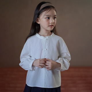 Hacikis hacikis children's clothing spring and autumn children's long-sleeved tops literary french bottoming shirts girls white shirts older children's autumn clothing new styles