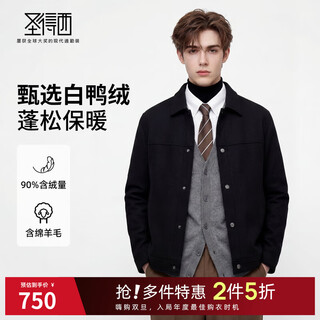 Sundesi white duck down & sheep wool 25 winter men's new down jacket lapel fashion jacket black m 170/88a