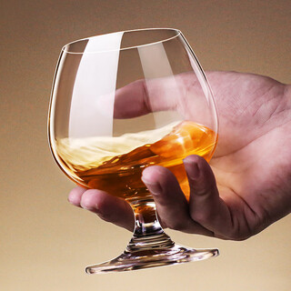 Fantasy whiskey glass, household high-end foreign wine glass, crystal glass cup, light luxury short-foot glass, brandy glass, red wine glass, 6 pieces, 410ml (thick crystal)