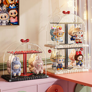 Fantasy pendant display box transparent plush doll storage display rack transparent milk + square style bracket style/no installation ready to use out of the box
