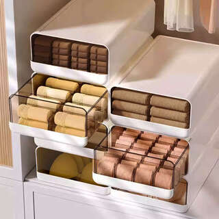 Yusenyi storage box drawer-type home wardrobe separation for clothing and socks organizing three-in-one large underwear storage box