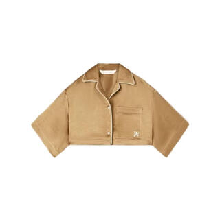 Palm angels women's shirt warm breathable cotton short-sleeved daily home jacket casual nude color one size | it-40