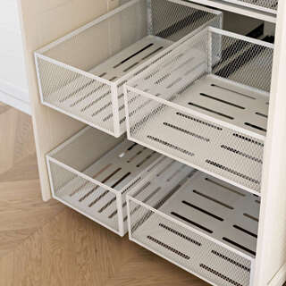 Yusenyi metal wardrobe storage box with slide rails, resizable organizing and storage tools, suitable for cloakroom, depth 50x width 27x height 18cm/including slide rail nano glue/default diamond