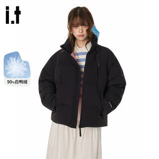 Ground zero осенне-зимняя пара модель 90 белый утиный пух с воротником-стойкой утепленный теплый пуховик черный s