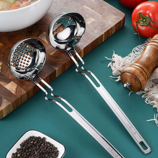 Yong huan hot pot colander and soup spoon one-piece molded spoon with long handle and hanging edge hot pot spoon colander/single