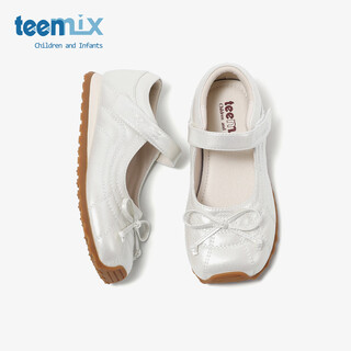 Teenmix children's shoes 2026 spring new girls' versatile velcro ballet shoes comfortable small leather shoes single shoes performance shoes