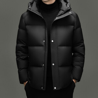 Magiopy light luxury high-end brand white duck down men's bread coat 2026 winter new style young and middle-aged fashion casual hooded black m 170