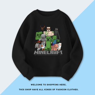 Year of tea (chanian) minecraft pattern clothes peripheral clothes long-sleeved boys autumn and winter tops children's fleece sweatshirt suit black spring and autumn thin 190 3xl