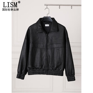 Lism designer international light luxury brand 25 spanish imported uncoated foam heavy industry retro loose leather jacket black s
