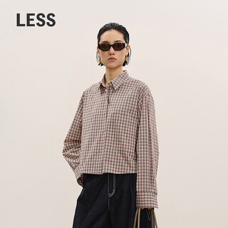 Less 2026 spring new short cotton loose long-sleeved shirt 2q2214440 293 red khaki l