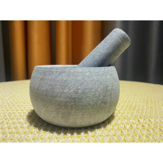 Fantasy bluestone rough stone grinding garlic masher garlic masher food supplement grinder garlic mortar stone mortar for pounding peppers and sesame spices bowl-shaped stone mortar trumpet
