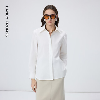 Langzi yang 25 series langzi small lapel dark placket slim simple commuting shirt women 2026 spring new style white m