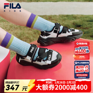 Fila fila children's shoes sandals 2025 summer new men's and women's toe velcro sports shoes black/fila white-bk 33