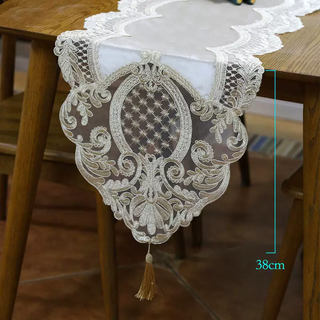 Yusenyi european light luxury table flag tv cabinet chest of drawers long tablecloth coffee table dining table flag shoe cabinet sideboard dustproof cover champagne color 06 37x210cm (suitable for furniture around 145160cm)