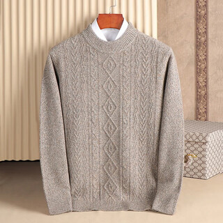 Guski brand wool sweater men's 100% pure wool loose thick needle thickened sweater solid color twist half turtleneck bottoming shirt doctor camel 100% pure wool 3xl 185 reference weight 180jin jin is equal to 0.5kg -195jin jin is equal to 0.5kg