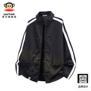 Big mouth monkey (paul frank) new chinese cardigan sweatshirt for men spring and autumn new fashion brand solid color buckle jacket loose stand-up collar casual top black official authentic m recommended 95-115jin jin equals 0.5 kg