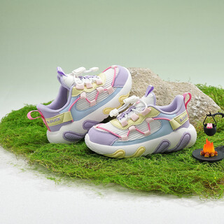 B.duck little yellow duck children's shoes children's sports shoes outdoor lightweight shock-absorbing breathable running shoes for boys and girls 6807 white purple blue 27