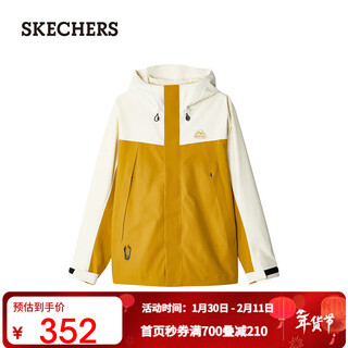 Skechers rubik's cube series winter men's and women's three-in-one jacket professional outdoor waterproof and breathable technology clothing l424m140 almond white/02zl m