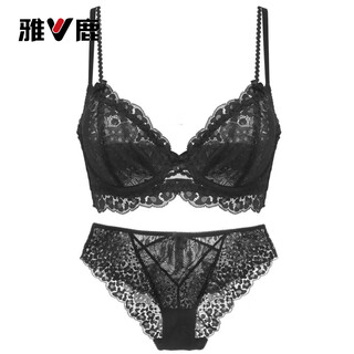 Yalu sexy underwear thin floral lace big breast showing small underwear set zodiac year qiji red bra black 70b