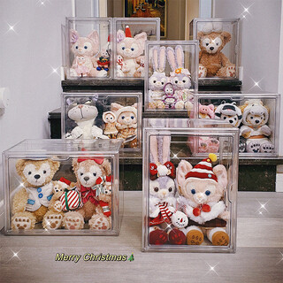 Fantasy transparent acrylic doll display box, hand-made plush toy dust-proof magnetic absorption box, doll display cabinet, high transparency dust-proof/magnetic opening and closing, 8 pieces 36x27x22c