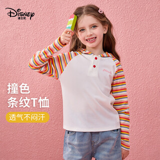 Disney children's t-shirt long-sleeved baby bottoming shirt children's 2026 spring new children's clothing hooded striped all-match top