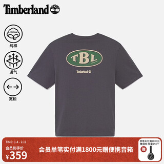 添柏岚（Timberland）官方男装印花短袖T恤新款户外休闲透气宽松|A5ST3 A5ST3W08/深灰色  建议拍小一码 2XL