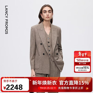 Langzi and wang churan's same style wool double-breasted suit is fashionable and retro
