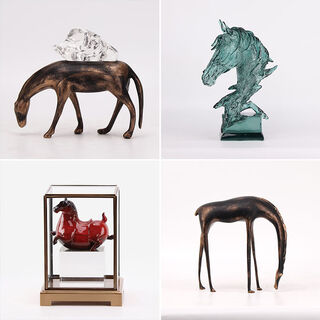 Fantasy resin horse ornaments model room sample house display center living room coffee table entrance wine cabinet office decorations tang style rich horse (small size)