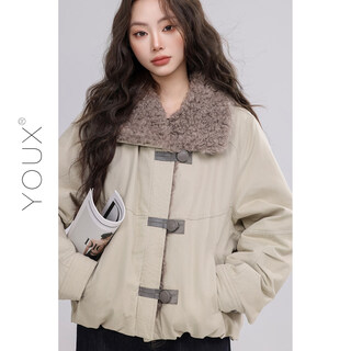 Youxiang xueyu down jacket korean retro down liner winter jacket women's 2025 new lamb wool top card green s