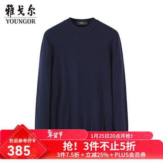 Youngor sweater men's autumn and winter young men's sweater round neck sweater wool blended sweater 2 colors navy vyhr619969fya l 105c