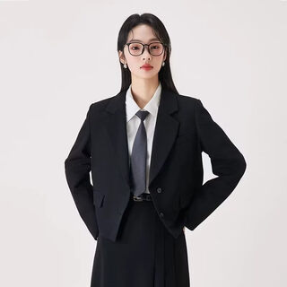 Movk black small short suit suit women's professional formal wear college teacher interview suit jacket women small version black suit jacket xs (40-43kg)