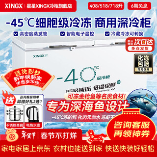 Xingx (xingx) сверхнизкая температура коммерческая морозильная камера минус 40-60 градусов горизонтальная морозильная камера однотемпературная полная морозильная камера бытовой холодильник большой емкости криогенная быстрая заморозка медная трубка -45 градусов сверхнизкая температура большой емкости 丨 электронный контроль температуры | 1,35 метра 408l