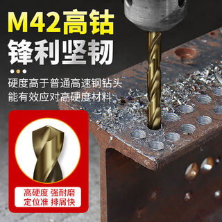 Wing fantasy high cobalt 42 twist drill electric drill straight shank drill bit high hardness iron box 19 pieces cobalt twist drill