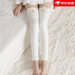 Perfect knee-pads and leg-pads socks for winter, thickened and warm, over-the-knee long-tube coral velvet extra-thick sleeping home confinement socks for women, white_ 1 pair, one size fits all. collect, subscribe, screenshot, customer service will give you a gift.
