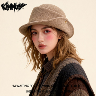 Kimmumy hepburn style french retro wool hat women's winter elegant basin hat oatmeal color