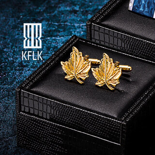Kavlink (kflk) french shirt cuff buttons for men's light luxury custom shirt cuff buttons metal maple leaf cuff nails gold leaf lettering k019