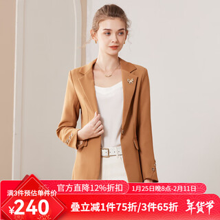 Jane story classic story blazer women's 2025 new spring and autumn professional wear commuting high-end suit formal top caramel color m