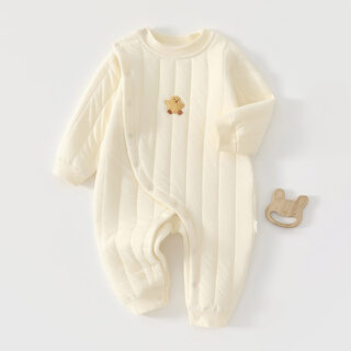 Joyncleon baby quilted jumpsuit winter baby clothes quilted thickened warm robe infant crawling clothing winter clothing cream rice 73cm 6-9 months recommended weight 7.2-9kg