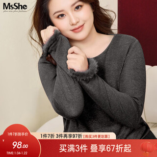 Msshe high elastic bright silk knitted & mink fur cuffs plus size women's 2025 winter fat mm bottoming top black ready stock 3xl