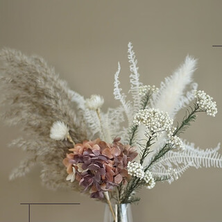 Jingjifeng high-end french dried flowers real flower ornaments living room desktop model room soft decoration ins reed vase ins style autumn hydrangea curry single bouquet